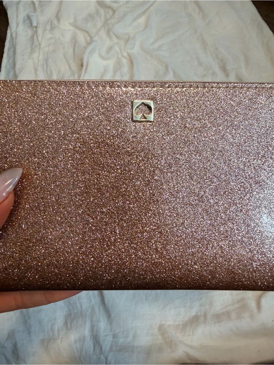 kate spade Handbags - kate spade glitter wallet in rose gold sparkle